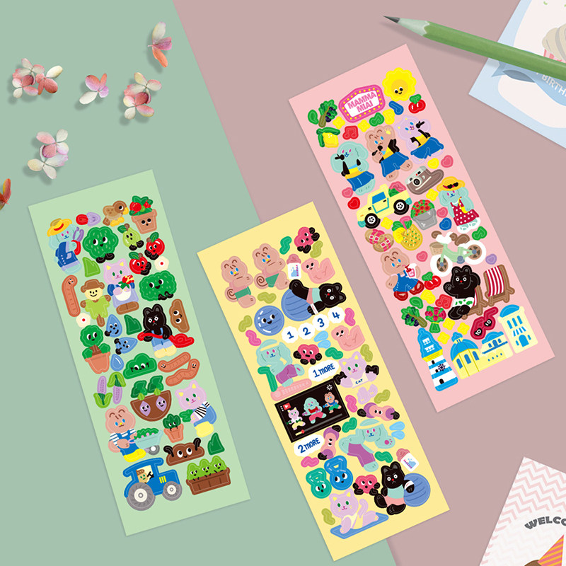 Korea cute bear hand account sticker laptop mobile phone decoration ins wind decoration cartoon stickers waterproof