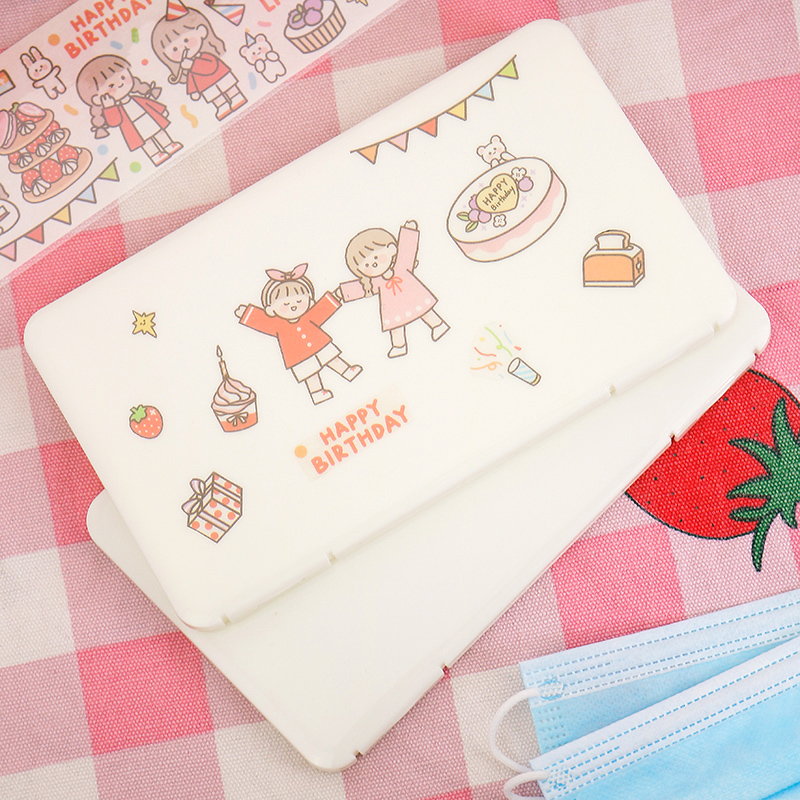 Student cute children transparent mask containing box mouth and nose cover storage box temporary clip bag cartoon carry-on bag