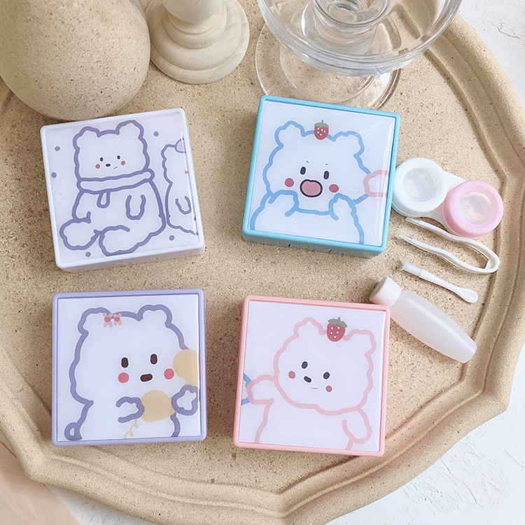 ins day series original juku cartoon cute student contact lens case portable minima meiosis partner double couplets pair box pair