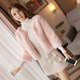ATAR clearance celebrity beaded imitation fur short coat luxury autumn and winter wool sweater fashion women's top pink