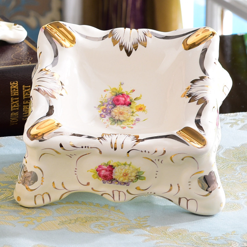 Eurostyle Ceramic Cigarette Ashtray High-end Size Creativity Fashion House Living-room Tea Table Office Adornment Pendulum