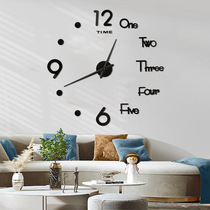 Nordic English alphabet clock simple large size digital wall clock living room home self-adhesive acrylic mirror wall clock