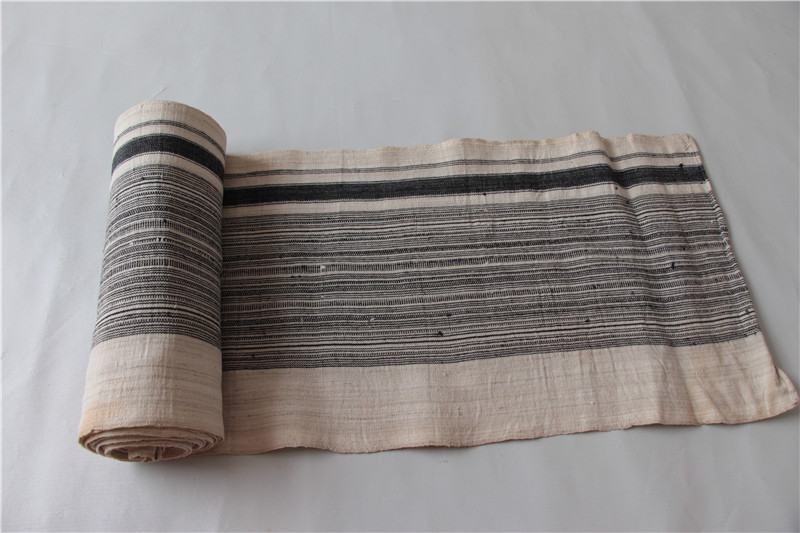 Lu Shu Ji stripe handicraft linen textile cloth handmade earth cloth old cloth roll mixed with spinning linen cloth A301