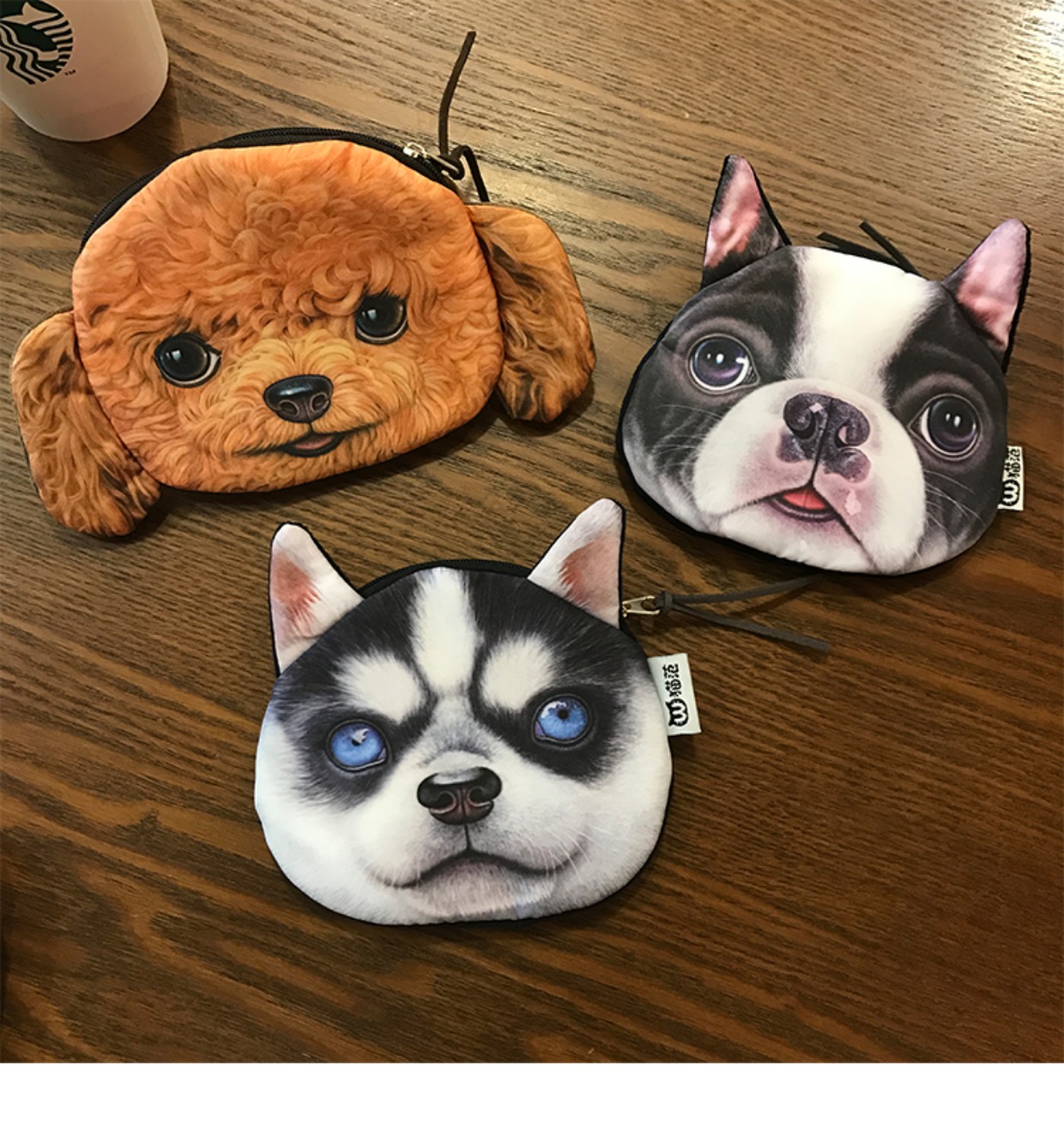 Cat Fan Bản gốc Dog Coin Purse Nữ Mini Dễ thương Sinh viên Hàn Quốc Vải Hand Lấy Coin Bag Gói thẻ ví đựng thẻ
