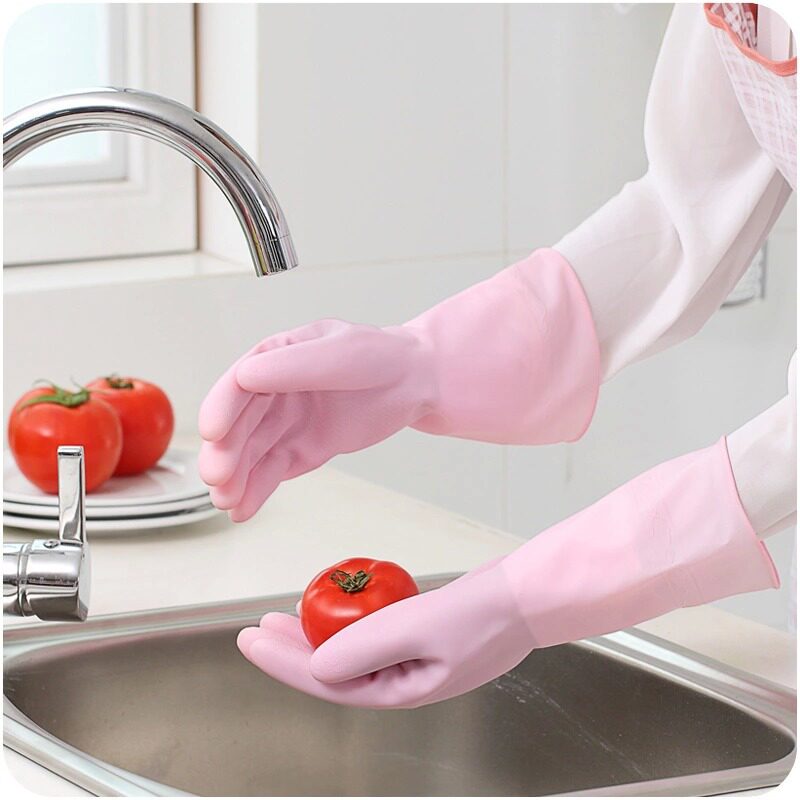 Kitchen gloves Tea tree oil rubber leather thin dishwashing dishwashing dishwashing clean durable household waterproof gloves