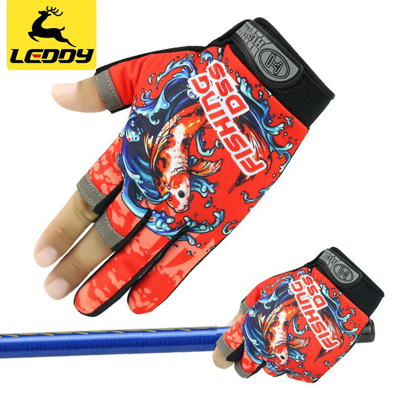 Ledi Fishing Gloves Men's Delta Three-Finger Printing Waterproof and Anti-Sliding Winter Fishing Plus Heating Professional Lua Gloves