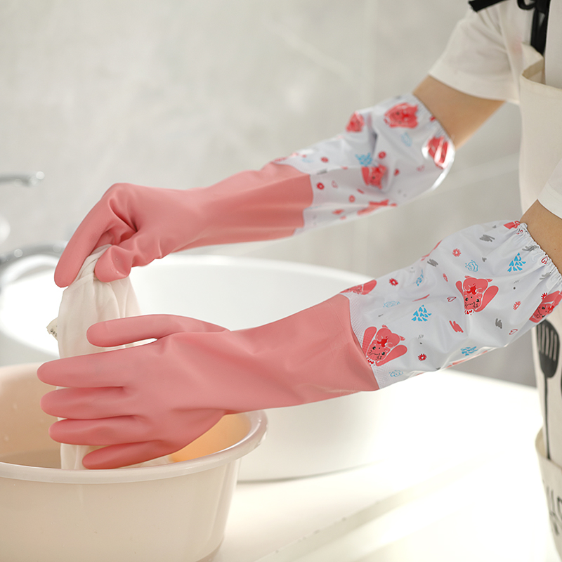 Household chores dishwashing gloves women waterproof and durable kitchen brushing dishwashing dishwashing clothehousehousework thickening plus cleaning artifacts