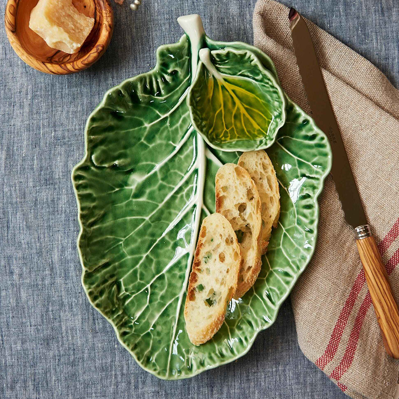 Portuguese Bordallo Pinheiro Imported Cabbage Series Vegetable Stoneware Tableware Bowls Creative Dinner Plates