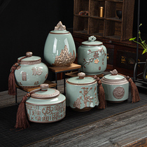 Tea cans ceramic logo custom small sealed storage cans embossed tea packaging cans gifts