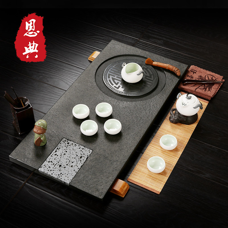 Wujinshi tea tray natural whole piece of kung fu tea set size stone stone tea sea tea tray home