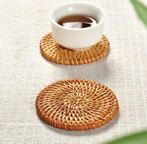 Natural hand-made coaster bamboo round barnacles tea ceremony tea set accessories tea cushion cup holder
