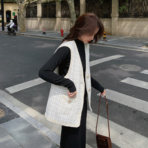 Small fragrant wind waistcoat for female short section Coarse Flowers Outside Hitch Fashion Fashion Spring And Autumn Temperament Kan Shoulder Vest Waistcoat Jacket