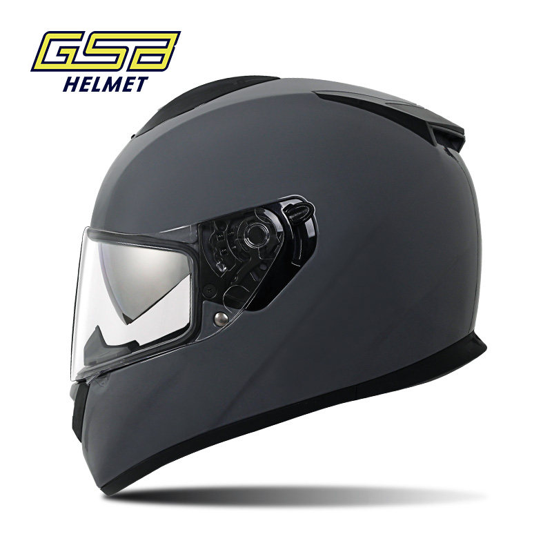 GSB S350 motorcycle locomotive large size helmet cement gray 65 head circumference double lens full helmet for men and women in all seasons