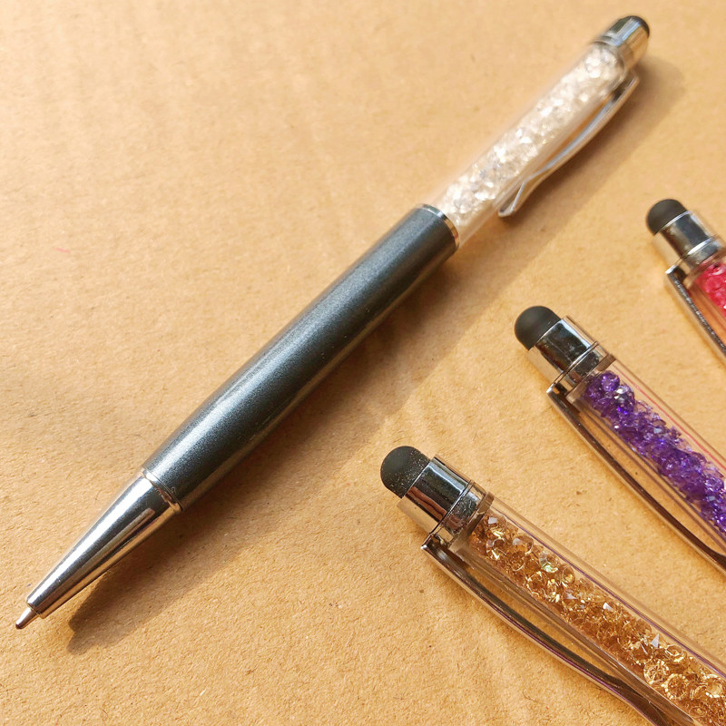 Crystal Pen Metal Ballpoint Pen Smartphone Tablet PC Capacitor Pen Universal Touch Screen Pen Signature Pen Writing Pen