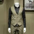 DANDY HOMME Khaki Bộ vest nam Slim Fit Đơn giản kinh doanh Váy cưới Váy cưới ba mảnh - Suit phù hợp