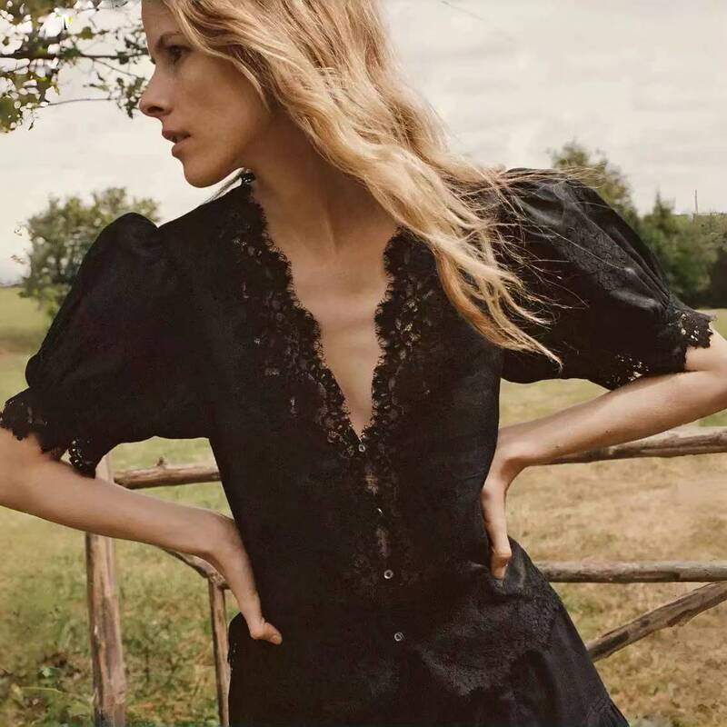 90% off ~【American Doe* Eyelash Lace Shirt】Baggy French Style Early Autumn Ramie Puff Sleeve Exquisite Shirt 90% off ~【American Doe* Eyelash Lace Shirt】Baggy French Style Early Autumn Ramie Puff Sleeve Exquisite Shirt