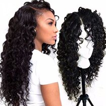 Black lace twirlin hand wave lon curly hair twisted