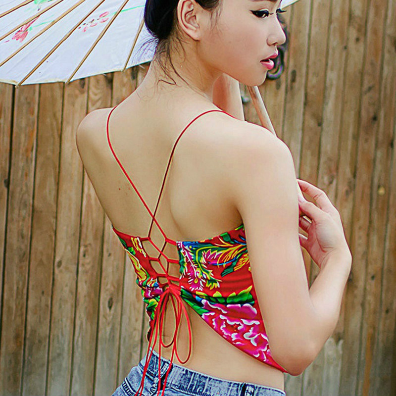 Belly female pure cotton peddling the people's air blue band inside the summer wear warm sexy smear chest