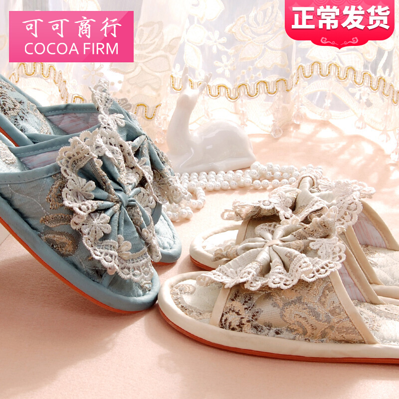 Slippers female couple indoor home summer four seasons floor non-slip silent marriage ins tide soft bottom home sandals