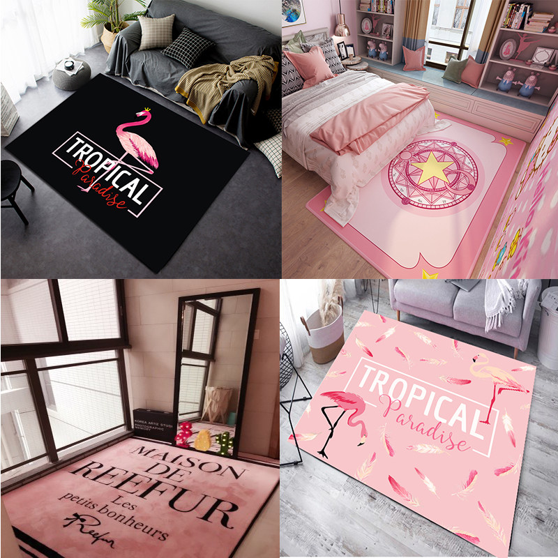 Ins pink cute girl heart princess room decoration carpet living room bedroom bedside clothing store girls trendy brand