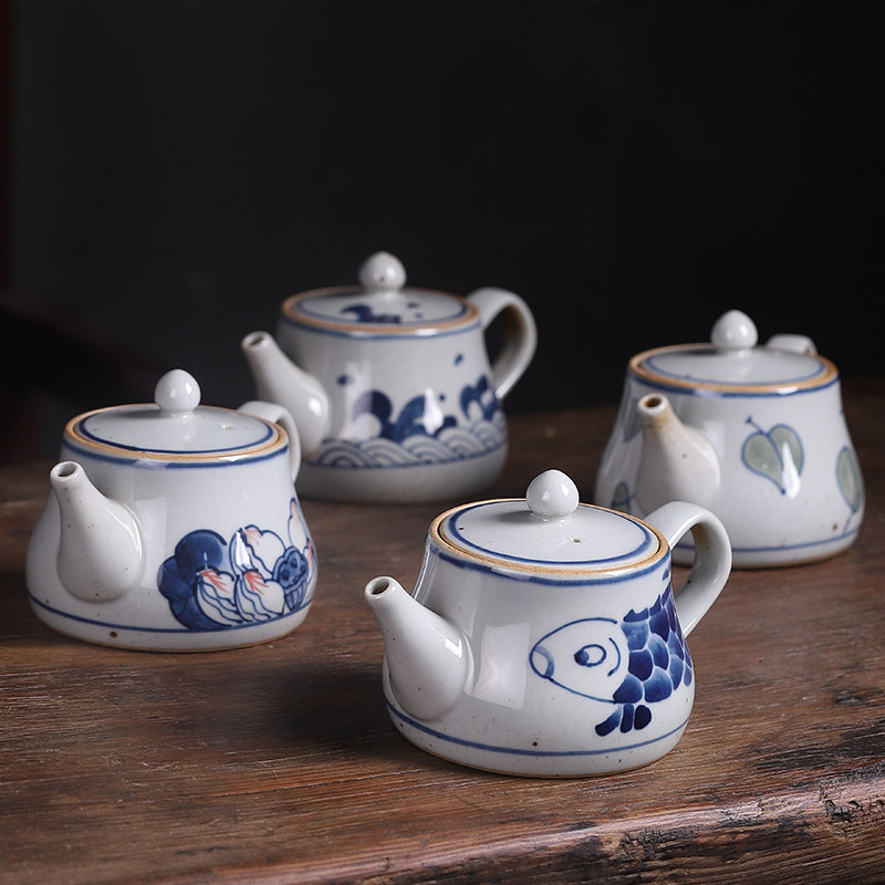 Jingdezhen Retro Green Flower Porcelain Coarse Pottery Hand-painted Creative Kung Fu Teapot Tea Tea Set