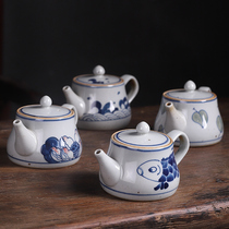 Jingdezhen retro blue and white porcelain coarse pottery hand-painted creative kung fu teapot tea tea set