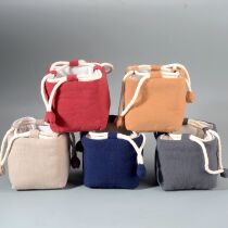 Handmade cotton linen thickened tea set tea cup teapot storage bag travel tea set bag