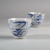 Jingdezhen old factory hand-painted knife pattern blue and white porcelain flower God Cup ceramic kung fu tea set tea ceremony accessories
