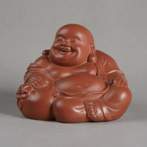 Yixing original mine purple sand Dahongpao boutique tea pet ornaments Maitreya Buddha tea set sculpture ornaments