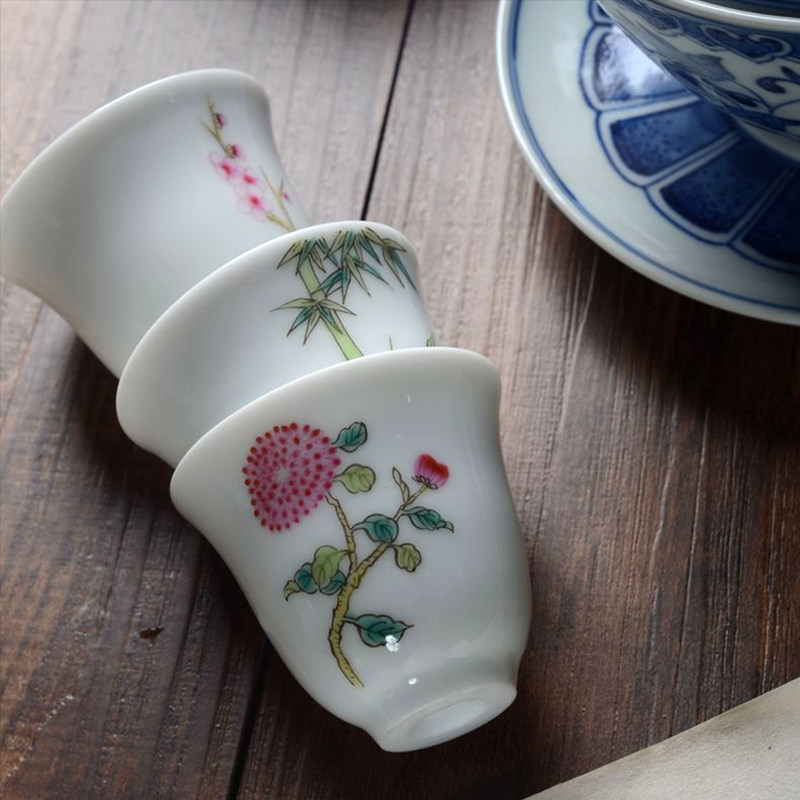 Jingdezhen hand painted paste jade ceramics Melan bamboo mile cup tea cup taste cup