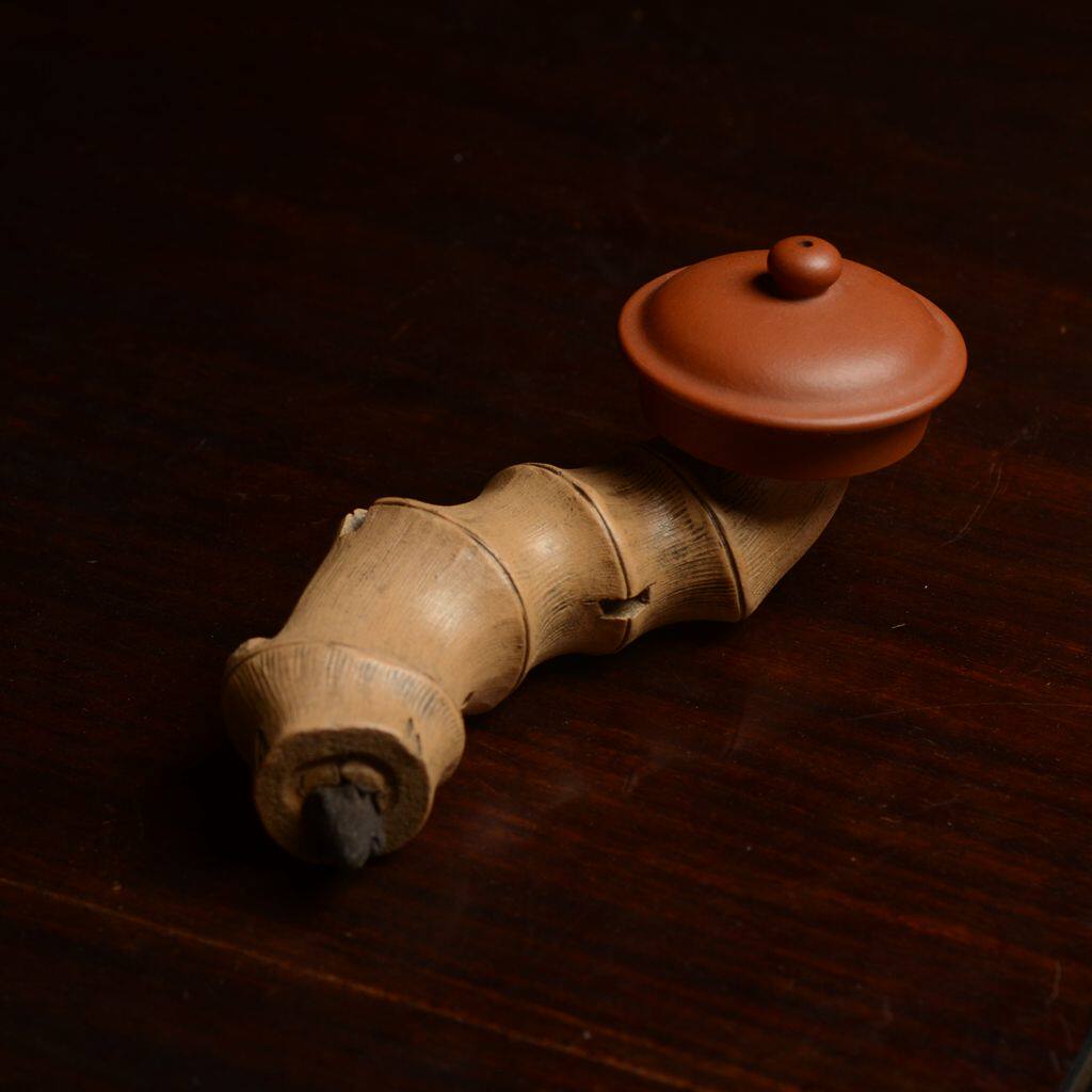 Yixing purple sand simulation bamboo festival handmade tea pet tea fittings realistic sculpture can play tea