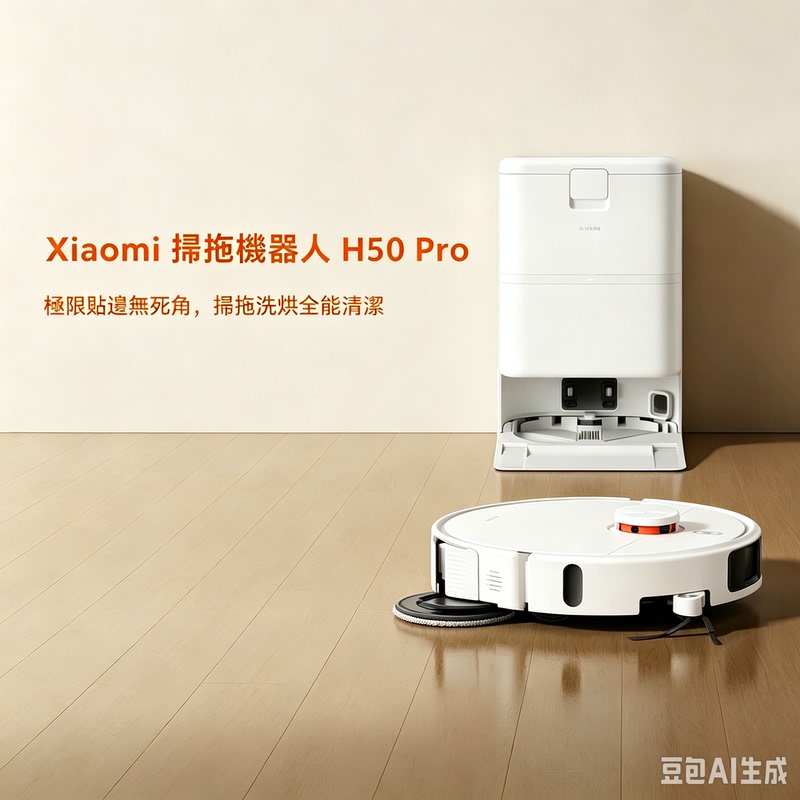 International Version Xiaomi H50Pro Sweeping and Mopping Robot with Dual Edge Cleaning, Zero Entanglement, All-In-One Base Station, Automatic Washing and Drying