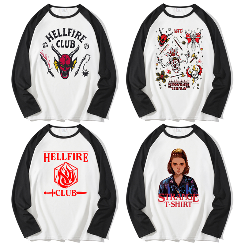 Stranger Things Style T-Shirt Season 4 Merchandise Hellfire Club Cosplay Unisex Printed Long-Sleeve Base Shirt