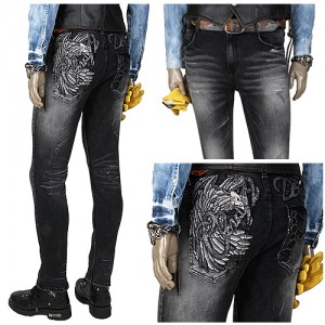 Spot bikegear embroidered stretch cycling pants personality fashion Harley Indian jeans