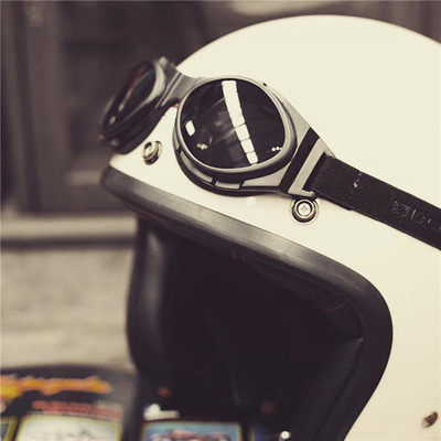 Spot bobster plated amber ride for anti-fall goggles tobacco grey transparent Harley BMW strap rider glasses