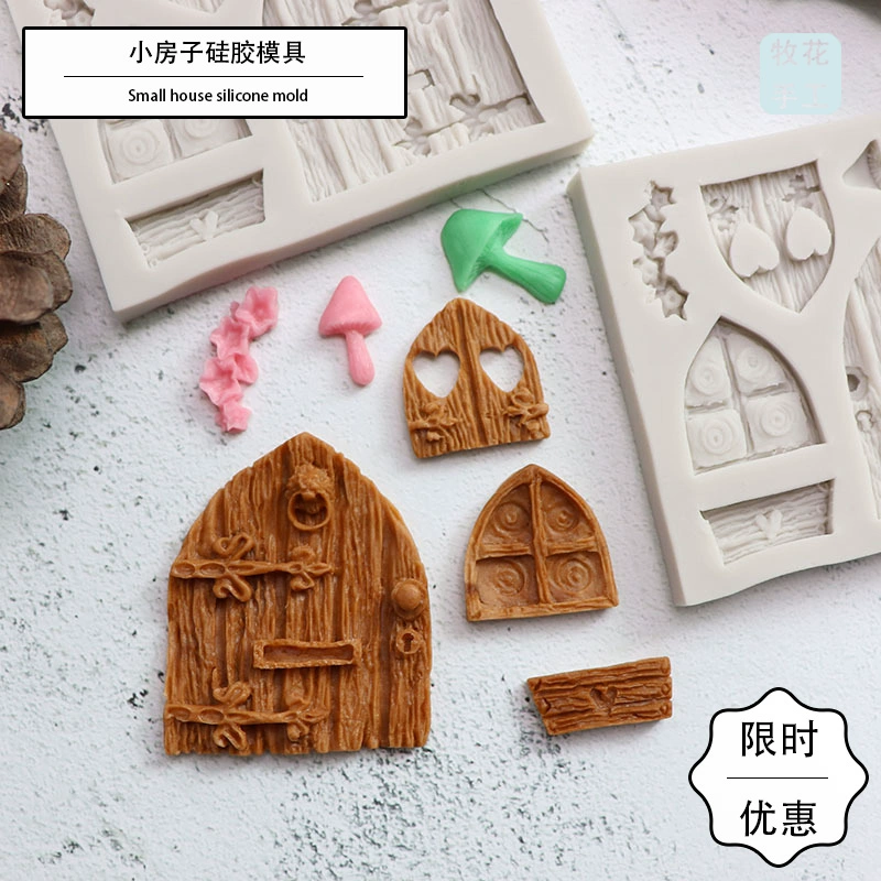 Khu rừng nhà tranh fondant silicone khuôn bánh trang trí phim hoạt hình nấm ngôi nhà sô cô la khuôn khô song ngư - Tự làm khuôn nướng