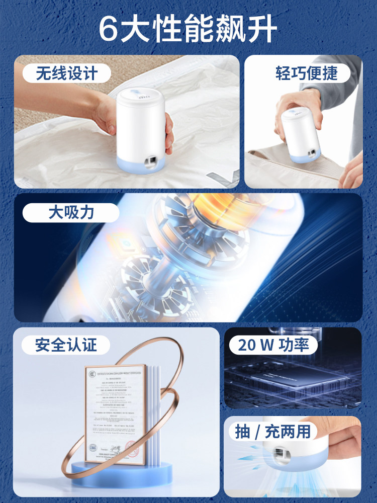 Storage Doctor Compression Bag Wireless Electric Air Pump Vacuum Machine Small Household Clothes Quilt Suitcase Special Use