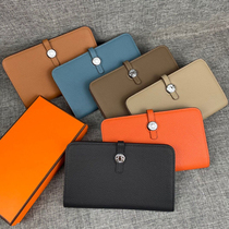 H family wallet womens long 2023 new Korean version genuine leather multi-functional European and American big-name passport holder large capacity handbag