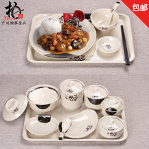 Imitation porcelain canteen fast food Real Kung Fu tableware set meal soup cup rice Cup melamine ramen noodle soup bowl covered rice plate bowl chopsticks
