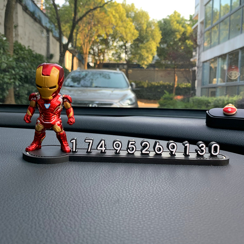 The Avengers alliance car temporary stop number plates move mobile phone number plate Iron Man vehicle swing piece moving car-Taobao