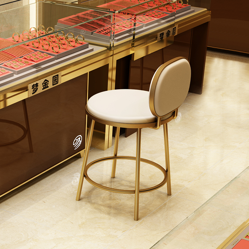 High chair backrest bar chair modern household stainless steel bar stool Nordic simple light luxury jewelry store front chair