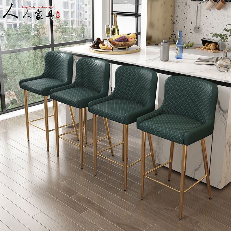 Bar chairs modern minimalist light extravagant and high footstool Home Bench Bar Chair Backrest High Stool Collection Silver Counter Bar Chair