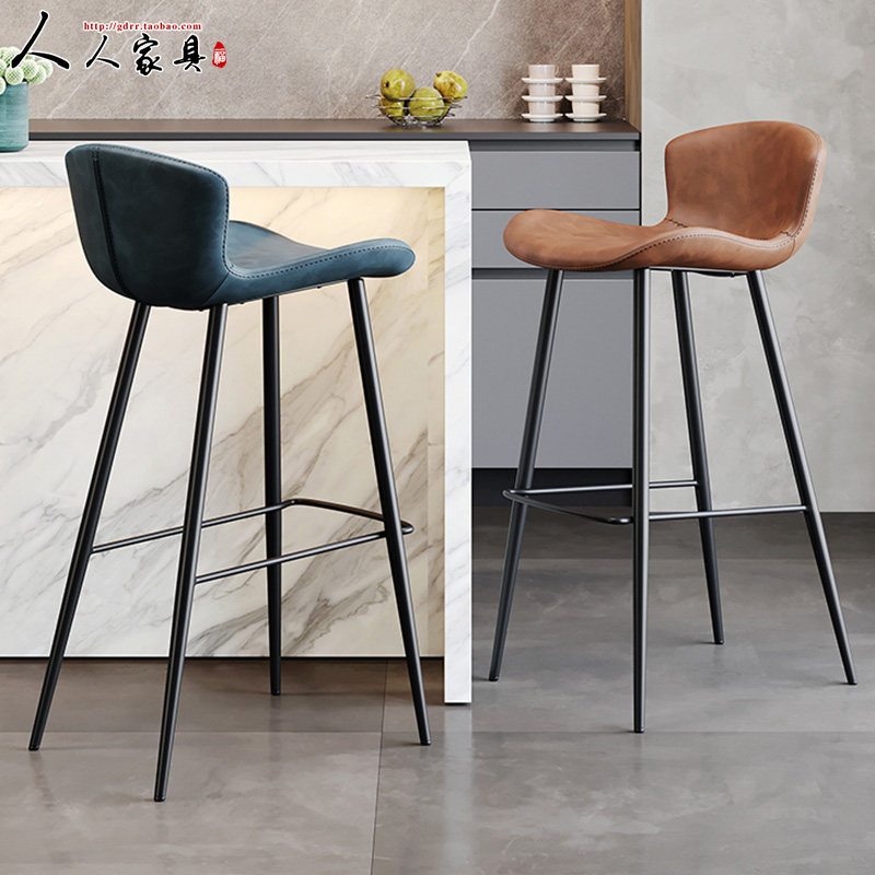 Nordic net red bar bench retro home bar Bench Backrest Iron Art High Chair Modern Minima Front Desk Bar Chair