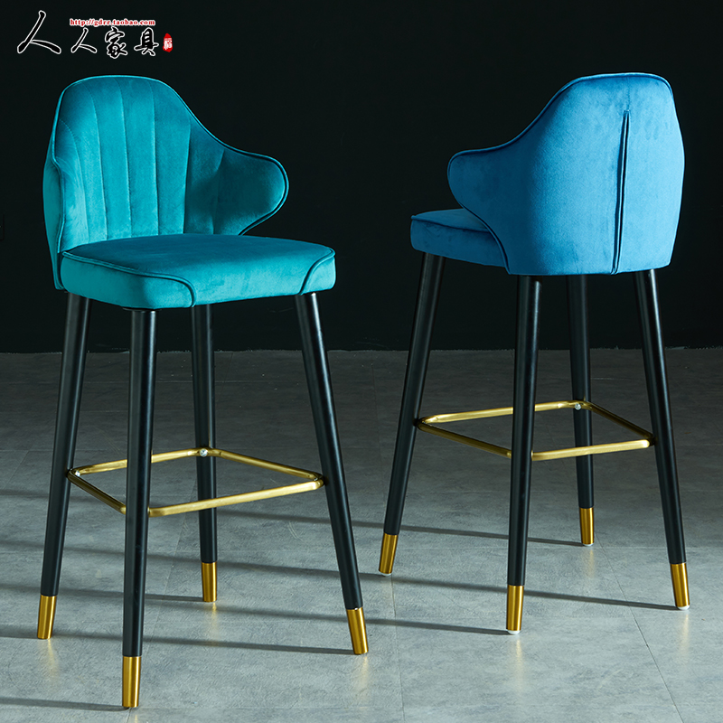 Light and luxurious table chair modern minimalist backrest high footstool bar stool front desk Solid Wood Bar Chair High Foot Chair Home Chair