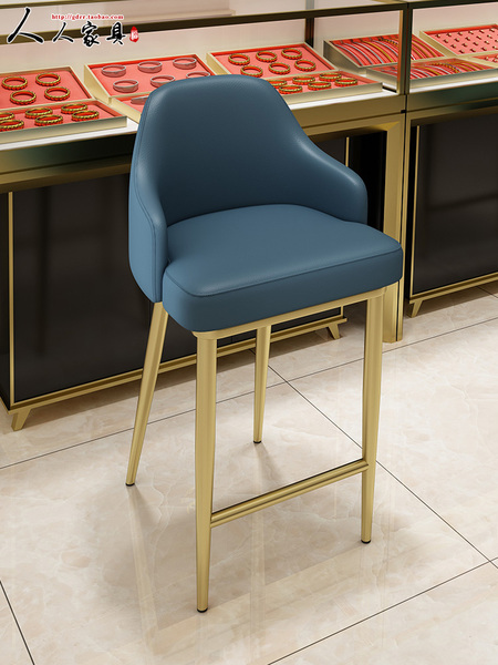 Jewelry Chair Stainless Steel Front Desk Cabinet Chair Back Stool Jewelry Shop Special Chair Gold Shop Chair Cashier Desk Reception Stool