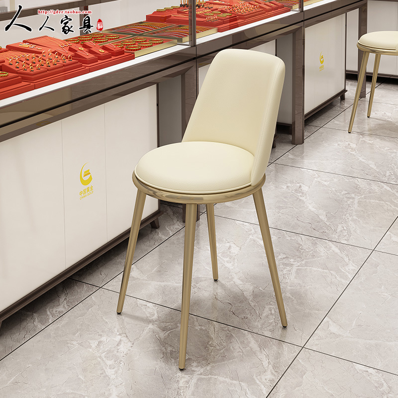 Modern minimalist jewelry shop chair stainless steel bar high bench counter reception chair backstone bench