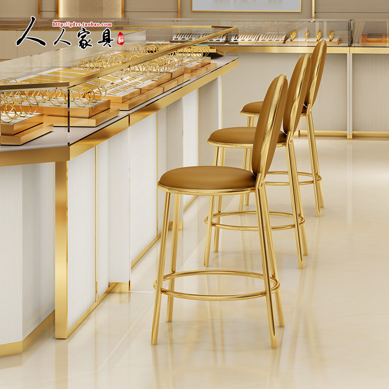 Stainless steel bar stool home modern jewelry store bank front desk chair simple high bar chair counter back chair