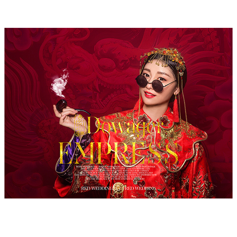 [USD 15.68] Chinese style costume wedding dress with props pipe