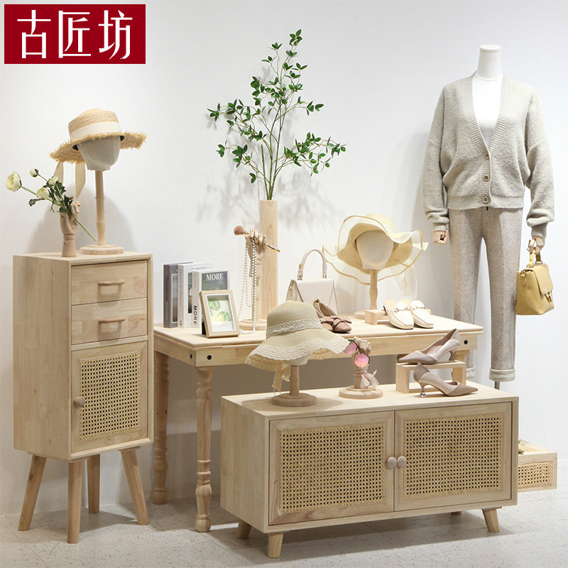 Clothing Store Show Rack Women's Clothing Store Water Terrace Network Red Shelf Middle Island Desk Display Desk High And Low Display Table Solid Wood