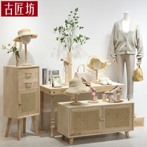 Clothing store display rack womens clothing store running water table Net red shelf Zhongdao display table high and low display table solid wood